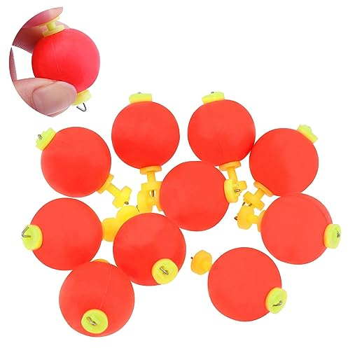 OriGlam 10 Stück EVA-Schaumstoff-Angel-Schwimmer, Schaumstoff-Angel-Bobber, Schnappknopf, runde Posen, Bobber-Posen, Schaumstoff-Set, Angel-Bobber (2,5 cm)