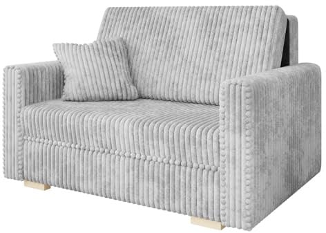 Mirjan24 Sofa Viva Piano II mit Schlaffunktion, 2 Sitzer Polstersofa mit Bettkasten inkl. Kissen, L:133 x B:98 x H:85 cm, Schlafsofa Sofagarnitur, Bettsofa, Wohnlandschaft (Tilia 86)