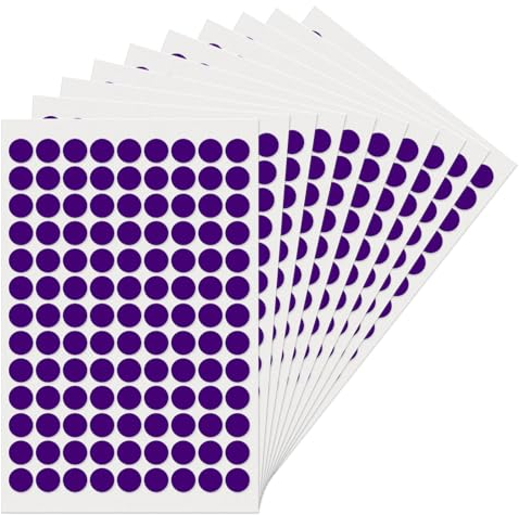 Violett Runde 13 mm Punkte Aufkleber Selbstklebende Markierungspunkte Wasserdicht Klebepunkte Aufkleber Kleine Farbkodierung Etiketten 1170 Stück