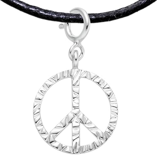 Peace Schmuck Symbol Kette Silber 925 Anhänger mit Halsband, Handgefertigter Peace Kette Hippie Charm Schmuck aus Silber 925 für Armband, Halskette, Choker, PRIDE Fashion (Silber Platiniert, Peace)