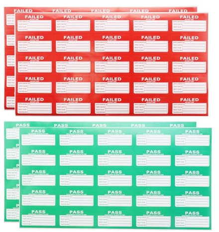 OTOTEC 550 Stück PAT-Testaufkleber Pat-Test-Etiketten (500 Stück bestanden und 50 Stück fehlgeschlagen) Geräte-Testaufkleber Geräte-Test-Etiketten 50 x 25 mm