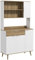 HOMCOM Armoire de Cuisine, Buffet de Cuisine, 4 Portes avec étagères réglables, 1 tiroir, Design scandinave, 98 x 39 x 180 cm, Blanc et Naturel