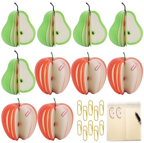 Gebiuhoo Obst Notes Post it Fruchtform Zettelbox Nachfüllpack 10 Stück Zettel Haftnotizen Lustig 9.5 * 4.3cm Notizzettel Bunt Kurznotizen Aufgabenlisten Erinnerungen