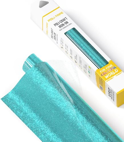 POLI-FLEX® PEARL GLITTER® - Glitzerfolie für Textilien – Flexfolie mit Glitter-Effekt zum Aufbügeln, Plotterfolie für DIY Shirts, Himmelblau, 30,5 cm x 61 cm