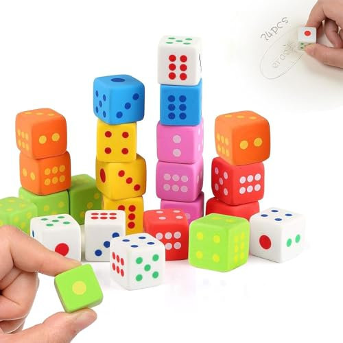 24 Stück Würfel Radiergummis Für Kinder, Lustige Radiergummi Set, Lustig Mini Radierer, Mitgebsel Kind Schulbedarf Für Studenten Schulbedarf Schreibwaren,Farbe Zufällig Kleine Radier.