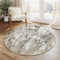 HUGEAR Tappeto Moderno Astratto Rotondo 150x150 cm Marrone Cerchio Ingresso 5x5 Lavatrice Accento Cucina Indoor Low Pile Distressed Cucciolata Soggiorno