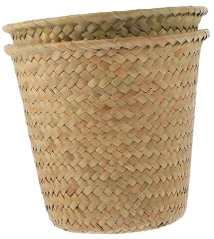 KITANDOVE 2stücke Geflochtene Blumenübertöpfe Aus Naturgras Rustikale Pflanzgefäße Für Zimmerpflanzen Boho-stil Aufbewahrungskörbe Für Deko Und Ordnung Im Wohnraum