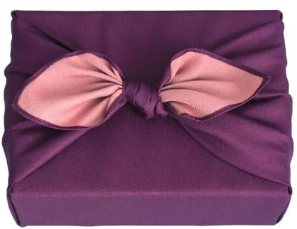 Vtrbwze Furoshiki Japanese Reversible Wrapping Cloth - Eco Reusable Gift Wrap, Large Bento Bag & Placemats for Lunch Boxes, Cakes, Wine Bottles - Purple Pink (27.6 Inches)