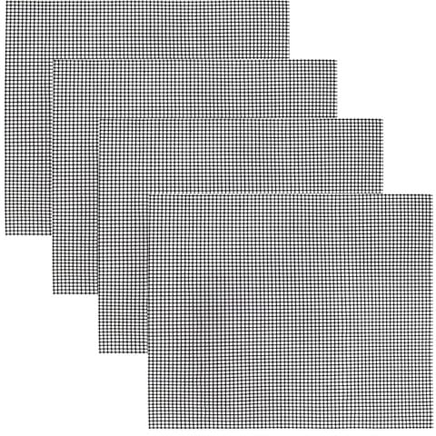 Juego de 4 alfombrillas antiadherentes para barbacoa, 42 x 36 cm, red de teflón, reutilizable, para barbacoa de gas, carbón, parrilla eléctrica, horno, freidora de aire