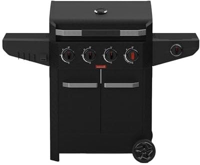 Barbecook Barbecue a gas Luca 412 con armadietto e fornello laterale nero 145.4x60.3x112.3cm