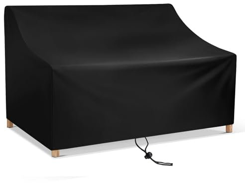 Fachmach Schutzhülle für Gartenbank 2 Sitzer Bank Abdeckung Wasserdichtes Oxford-Gewebe Atmungsaktiv Gartenmöbel Sitzbankhülle