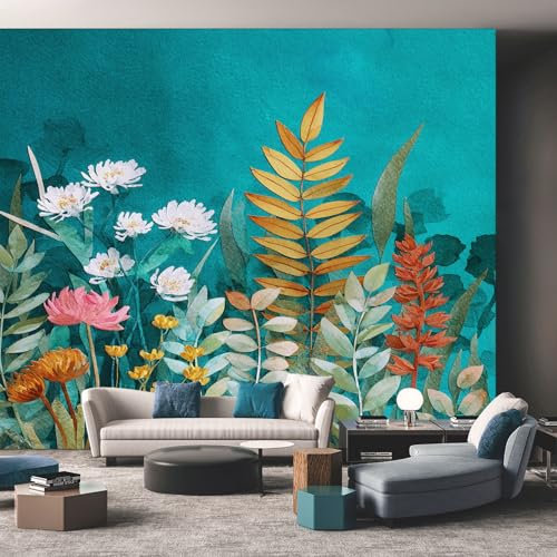 Black and Gold Mural Wallpaper, Monstera Palm Leaf Wallpaper for Bedroom, Living Room, TV Backdrop, Office, Hotel Wall Background Decoration Non-Woven Wall Paper 100 X 70 cm (WxH) iT137