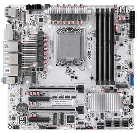 oaknode W680 12 Bay NAS ATX10Gbps Server NAS Scheda madre Workstation/Server Grad Four ddr5 Due hdmi Due dp, 2x2.5G 3xnvme Supporto vPro Funzione di gestione remota (scheda madre+3xSFF8643