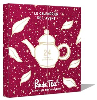 Panda tea - Calendrier de l'Avent - 24 Boites de Thés & Infusion en Vrac Bio - Assortiment de 24 boites de thés et infusions - Idées Cadeaux - Calendrier de l’Avent pour Femme & Homme