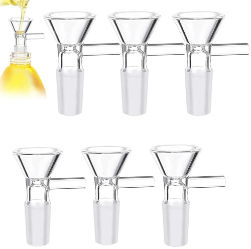 14 MM Imbuto Filtro in Vetro, Confezione da 6 Imbuti in Vetro Borosilicato Trasparente per Fiale, Arte Della Sabbia, Profumi, Spezie, Imbuto in Polvere, Oli Essenziali