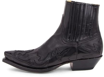GIJMZY Stivali Cowboy Uomo Stivali da uomo, stivaletti con zeppa fatti a mano, stivali da cowboy, scarpe da uomo unisex in pelle, scarpe romane resistenti(Black,39)