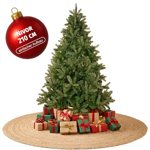 CLGarden Künstlicher Weihnachtsbaum 210cm, dicht & naturgetreu Tannenbaum, Premium PE PVC Spritzguss Zweige, Nordmanntanne künstlich mit Klappsystem