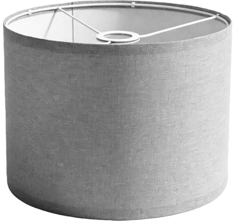Stoff Lampenschirm, Ø 30cm Zylinder Lampenschirm aus Baumwolle für Tischlampe Wandlampe Nachttischlampe und Stehlampe, Naturleinen Hardcover Handgefertigt, 30X30X20cm (Grau)