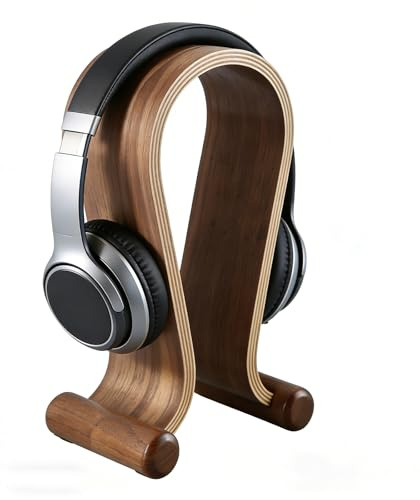 Colrid Kopfhörerhalter Holz Nussbaum U-Form Universal (Braun A) | Massives Nussbaumholz, rutschfeste Basis, langlebig & umweltfreundlich. Perfekt für Zuhause, Büro oder Studium.