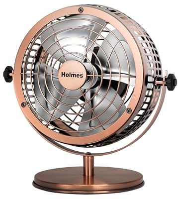 HOLMES 6 Heritage Table Fan, 2 Speeds, 4 Blades, Adjustable 145° Head Tilt, Metal Construction, Ideal for Home, Bedrooms, Dorm Rooms or Office, Brushed Copper