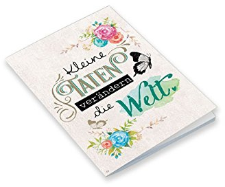 Sheepworld, Boho Chic - 44826 - Notizheft, Nr. 54, Kleine Taten verändern die Welt, A6, Blanko, 24 Blatt, geheftet