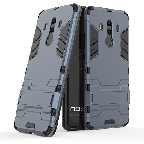 Huawei Mate 10 Pro Hülle, GOGME Anti-Scratch PC Rückwand Schale + Shockproof TPU Stoßfänger + Faltbarer Halterungen. Navy Blau