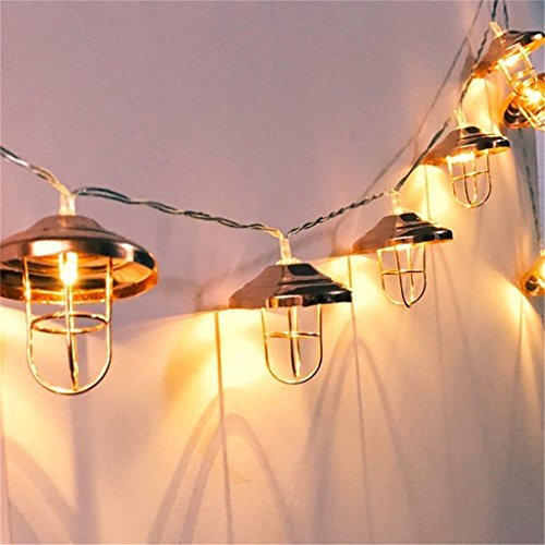 KINGCOO Vintage Lampenschirm Lichterketten, 20 LEDs Rosé Gold Metall Laterne Käfig Lichter Batteriebetriebene für Home Patio Garten Hochzeit(Warmweiß)