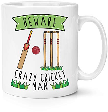Beware Crazy Cricket Man 10oz Mug Cup