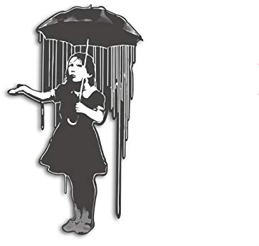 Banksy Rain Girl Kult Aufkleber | Art Wand Graffiti Vinyl Sticker | Style Trend Deko Wetterfest UV-Beständig