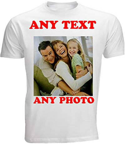 4sold Create Your Own Custom Personalised Mens Kids T Shirt Any Photo, Any Text, Approx Up to 14 x 16 Print Size, White T Shirt (White, Unisex XXL)