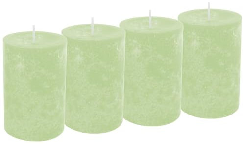 Unbekannt 4 Stumpenkerzen Kerzen Grün Softgrün Tischdeko Hochzeit Geburtstag Party Deko Adventskranz