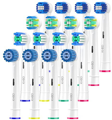 KHBD Toothbrush Head Compatible with Oral b Braun Electric Toothbrush, 16 Pack Replacement Toothbrush Heads - 4 Precision, 4 Floss, 4 Deep Clean, 4 Sensitive Brushes, White