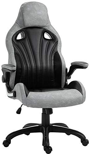 Vinsetto Silla de Oficina Silla Gaming, Ergonómica con Respaldo Alto, Giratoria y Altura Ajustable, Negro y Gris