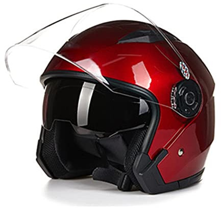 HTGL Casco Jet Doppia Visiera Parasole Mezzo Guscio Moto 3/4 Certificato DOT/ECE Unisex per Cruiser Chopper Pilota Scooter Aperto di Sicurezza per Esterni