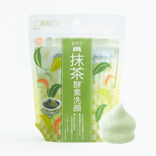 PDC Wafood Made Uji Matcha Enzyme Face Wash Powder, 30 Single-Use Packets – Japanese Green Tea Cleansing Powder with Enzymes, Gentle Exfoliating & Refreshing Cleanser