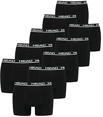 HEAD Herren Men's Basic Boxers Boxer Shorts 10 er Pack, Farbe:Black, Bekleidungsgröße:L