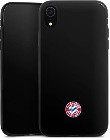Slim Case extra dünn kompatibel mit Apple iPhone Xr Silikon Handyhülle schwarz Hülle FC Bayern München Logo FCB