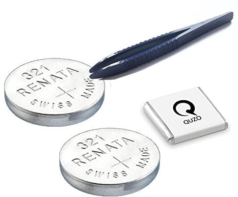 Bundle of 2x Renata Watch Batteries and Specialist Installation Tweezers and Quzo Belgian Chocolate (321 (SR616SW))