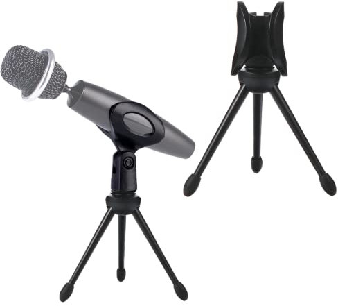 Vaguelly 2 Pieces Mini Table Microphone Tripod Stand Desk Mic Mount Stands Microphone Holder for Office