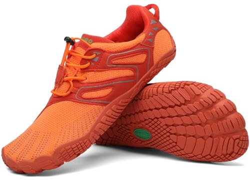 SAGUARO Barfußschuhe Damen Barfussschuhe Herren Outdoor Zehenschuhe Barefoot Shoes Mit Zero-Drop Solhe, Vitality IV - Barfußschuhe Raumfahrt Orange,Gr.39