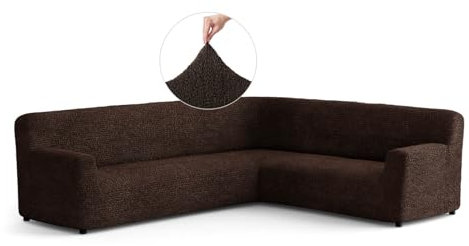 PAULATO - Sofabezug Ecksofa-Husse aus einfarbiger Mikrofaser, kratzfestes und maschinenwaschbares Gewebe, WavyTech-Technologie, Made in Italy - Braun