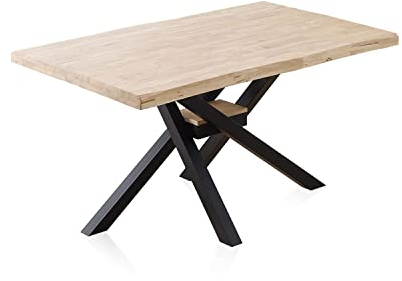 Xena Fit, Mesa Fija de Comedor, Mesa para Salon, Acabado en Roble y Negro, Medidas: 150 cm (Largo) x 90 cm (Ancho) x 76 cm (Alto)