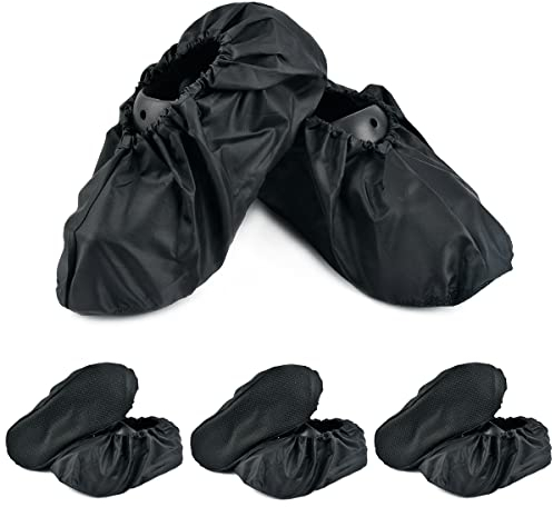 4 Paare Rutschfeste Wiederverwendbare Schuh Abdeckungen,Schuhüberzüge Wasserdicht Stiefel Abdeckungen,Bedeckung Staubschutz Überschuhe für Schuhe Teppich Bodenschutz,Waschbar Schwarz