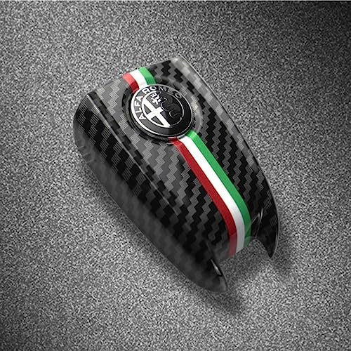 ZUMAHA Auto Schlüsselhülle Fernbedienungen Key Cover für Alfa Romeo Giulia Stelvio Schlüsselgehäuse Schutz Zubehör,Blacklabel-CarbonFiber3