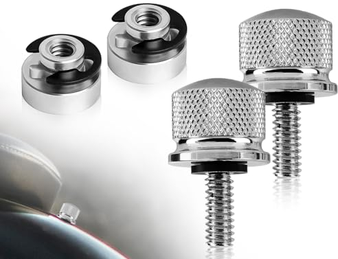 KAPSING 2 Stücke Silber Aluminium Motorrad Sitzbank Schrauben und Muttern Zubehör Kompatibel mit Harley Davidson Street Glide(1/4-20 Gewinde)
