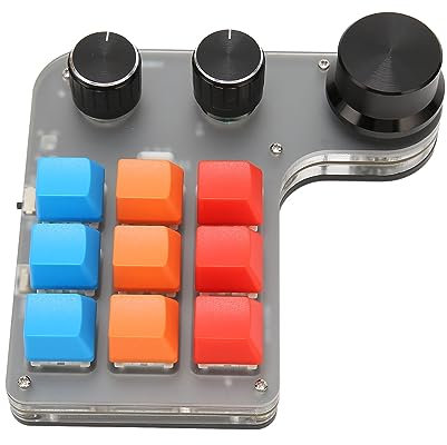 Fockety Custom Keypad, 9 Tasten 3 Knöpfe Einhändige Copy Paste Tastatur, Dual Mode USB/BT Anschluss, RGB Hintergrundbeleuchtung, Programmierbare Shortcut Tastatur