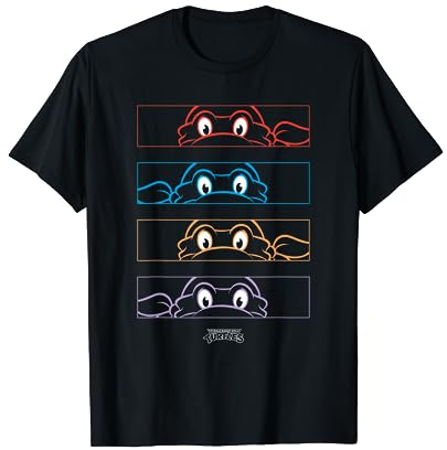 Teenage Mutant Ninja Turtles Group Line Art Face Mask Panels T-Shirt