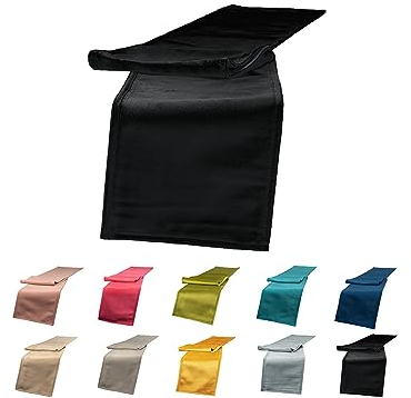 beties Samt&Sonders Serie Tischband ca. 18x140 cm Tischwäsche aus deutschem Unternehmen in hochwertiger Qualität (schwarz)