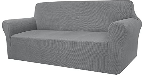 Granbest Überprüft Couchbezug für 3 Kissen Couch Hohe Dehnung Sofabezug 3-Sitzer Waschbare Sofaschutz für Hunde Haustiere Rutschfester Möbelschutz (3-Sitzer, Taupe)