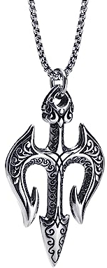 FUSHENGTER Halskette Herren Pulloverkette Damen Anhänger Frauen Männer Stilvolle Dreizack-Halskette, Punk, Antikes Griechenland, Amulett-Anhänger, Modisches Geschenk Für